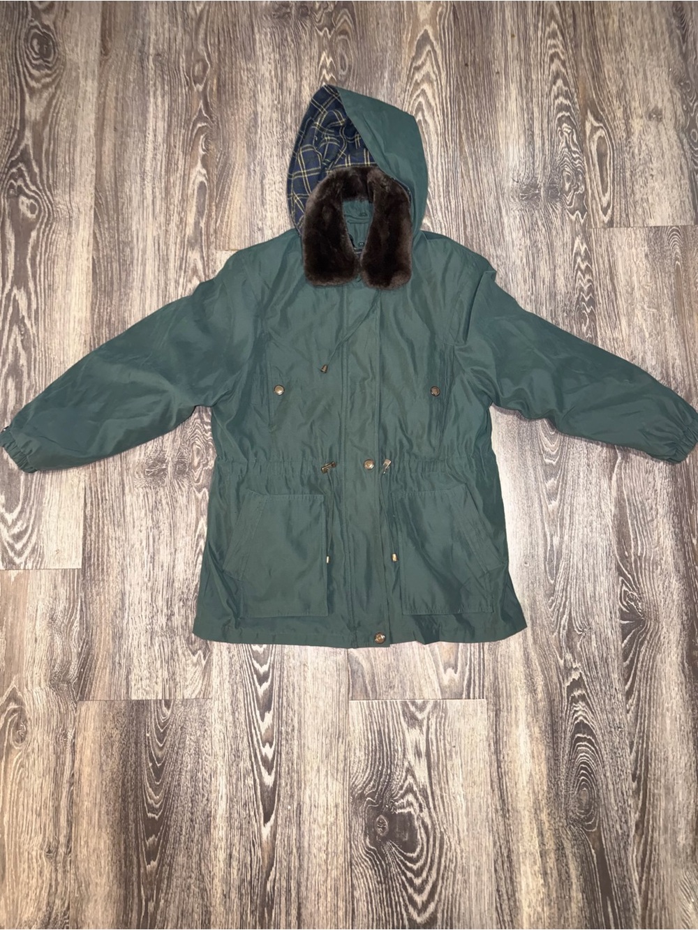 B Moss Vintage 90s Hooded Parka Jacket with Faux Fur Trim & Hood Size WLarge